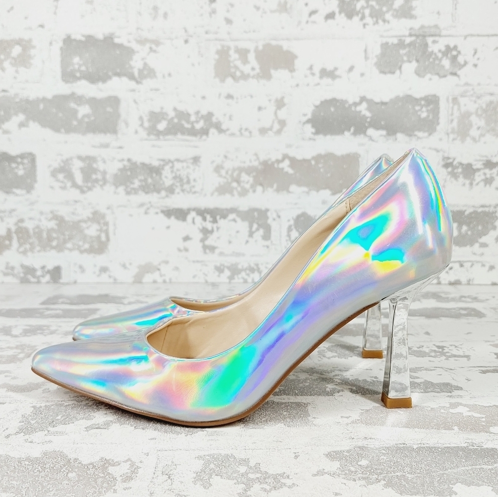 New Steve Madden Salza Iridescent Metallic Pointed Toe Pumps D381